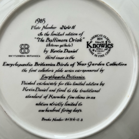 Knowles Kevin Daniels Baltimore Oriole Plate - Picture 3 of 3
